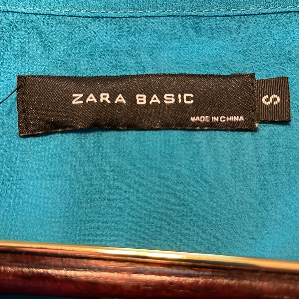 Zara Basic Sheer Turquoise Convertible Sleeve But… - image 5